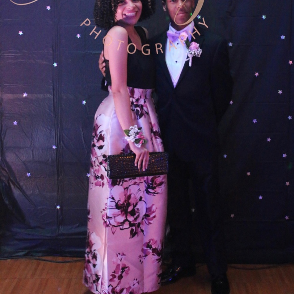 prom dress pink and flowery